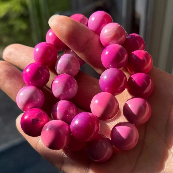 Pink Agate Crystal Bracelet 16mm - Picture 6 of 11